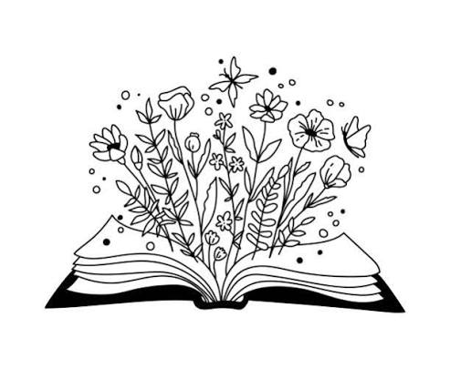 Open book with flowers